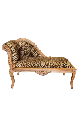 Dormeuse in stile Luigi XV in tessuto leopardato e legno naturale