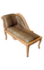 Baroque chaise longue leopard fabric and raw wood