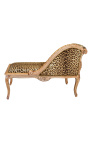 Barokk daybed leopardstoff og rått tre