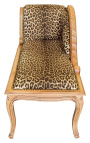 Méridienne de style Louis XV tissu léopard et bois naturel