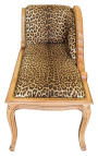 Barokk daybed leopardstoff og rått tre