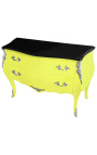 Barroco de estilo Louis XV amarillo y negro superior con 2 cajones