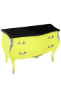 Barroco de estilo Louis XV amarillo y negro superior con 2 cajones