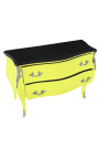 Baroque chest of drawers (commode) of style Louis XV yellow luminescent and black top with 2 drawers