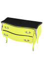 Barroco de estilo Louis XV amarillo y negro superior con 2 cajones