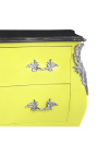 Comò barocco di stile Louis XV top giallo e nero con 2 cassetti