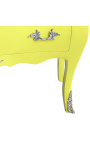 Baroque dresser of style Louis XV yellow and black top with 2 drawers