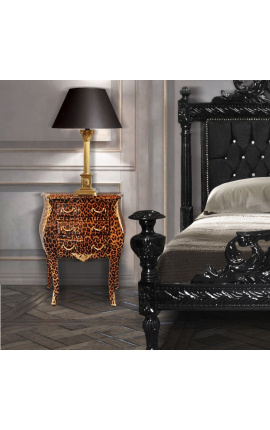 Noční stolek (Bedside) barokní leopard se zlaceným bronzem a 3 zásuvkami