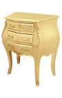 Нощно шкафче (нощно шкафче) барок дървено злато с 3 чекмеджета и златни бронзи