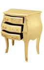 Nočna omarica (posteljna omarica) baročna lesena zlata s 3 predali in zlate bronaste barve
