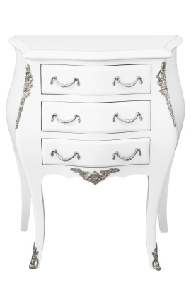BAROQUALES BAROQUE WHITE Holz lackiert Silberbronze mit 3 Schubladen