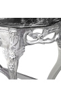 Baroque console with silvered wood and black marble