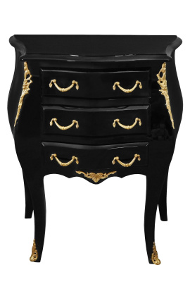 Nachttisch (Bedside) barocke Holzbronzen in Schwarz und Gold