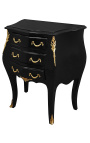 Mesa de cabeceira (cabeceira) cómoda barroca em madeira preta bronzes dourados com 3 gavetas