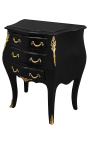 Table de nuit (chevet) commode baroque en bois noir bronzes dorés avec 3 tiroirs