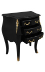 Table de nuit (chevet) commode baroque en bois noir bronzes dorés avec 3 tiroirs