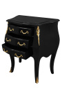 Table de nuit (chevet) commode baroque en bois noir bronzes dorés avec 3 tiroirs