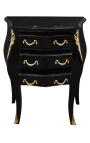 Noční stolek (Noční stolek) barokní dřevěný černo-zlatý bronz