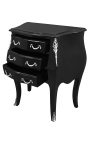 Comodino comò barocco in legno nero bronzi argento con 3 cassetti