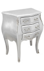Noční stolek (Noční stolek) barokní dřevěný stříbrný se stříbrnými bronzy