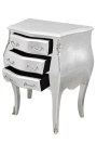 Noční stolek (Noční stolek) barokní dřevěný stříbrný se stříbrnými bronzy