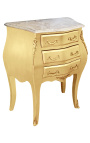 Κομοδίνο (Κοδαράκι) μπαρόκ ξύλινο χρυσό με μπεζ μάρμαρο