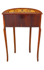Nattbord (sengebord) halvrund stil Louis XVI intarsia med blomstermønstre og bronse 