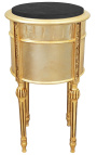 Mesa de cabeceira (cabeceira) tambor madeira dourada, 3 gavetas e mármore preto