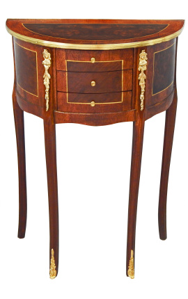 Noční stolek (u postele) půlkulatý styl intarzie Ludvíka XVI. a bronz 