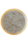Nachttisch (Nachttisch) Trommel Goldholz 3 Schubladen, beige Marmor