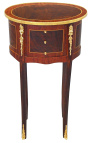 Nightstand (Bedside) oval style Louis XVI marquetry and bronze 