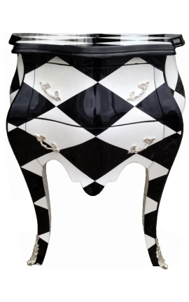 Nattduksbord (säng) Barock checkerboard med silverbronsor