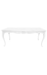 Mesa de comedor barroca en madera lacada blanca