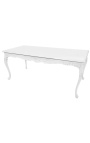 Mesa de comedor barroca en madera lacada blanca