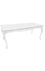 Table de repas baroque en bois laqué blanc