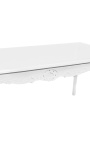 Mesa de comedor barroca en madera lacada blanca