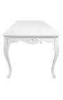 Baroque dining table in white lacquered wood