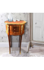 Noční stolek (Bedside) oválný styl intarzie Ludvíka XVI. a bronz 