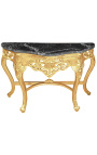 Baroque console with gilt wood and black marble