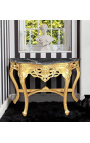 Baroque console with gilt wood and black marble