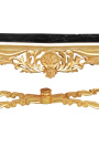 Sehr großer Esstisch aus Holz im Barockstil mit Blattgold und schwarzem Marmor