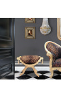 Banquette "Dagobert" tissu léopard et bois doré - 10