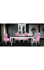 Baroque rococo style chair pink velvet and silver wood
