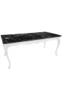 Stort spisebord trebarokk hvitlakkert og sort marmor
