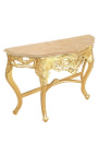 Console de style baroque en bois doré et marbre beige