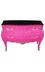 Baroque chest of drawers (commode) of style Louis XV pink and black top with 2 drawers