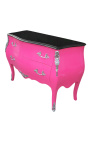 Baroque chest of drawers (commode) of style Louis XV pink and black top with 2 drawers