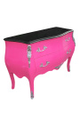 Baroque chest of drawers (commode) of style Louis XV pink and black top with 2 drawers