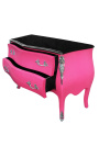 Baroque chest of drawers (commode) of style Louis XV pink and black top with 2 drawers