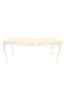 Mesa de comedor barroca en madera lacada beige